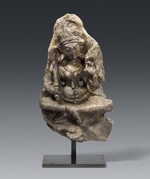 A rare Kashmiri greenish-grey stone relief of the goddess Tara. Northern India. 8/9th century