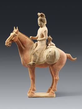 A figurine of a horsewoman. Terracotta. Tang dynasty (618-907)