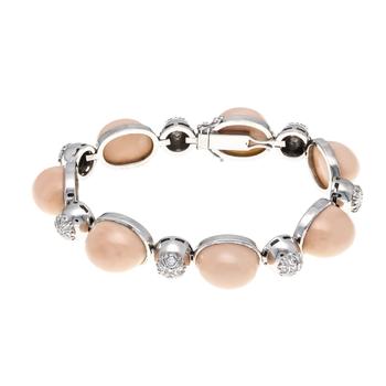 Coral and diamond bracelet WG 750/0