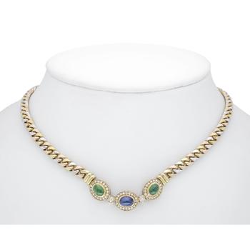Emerald-sapphire necklace GG/RG/WG