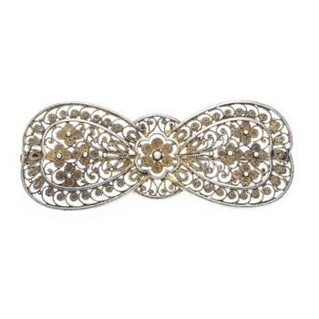 Brooch, 835/000 silver, finely chas