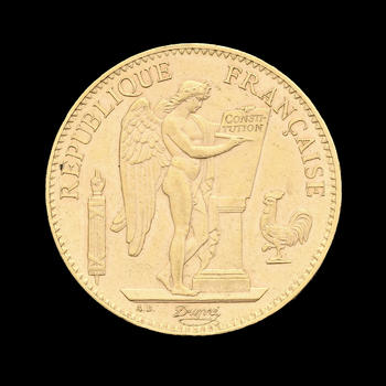 France, 100 francs or 1904 A (Paris), type Génie, tranche inscrite en relief, diam. 3,5 cm, 32,2 g.
