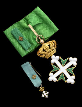 Italie / Royaume d'Italie, Ordre des Saints Maurice et Lazare, fondé en 1572, croix de Commandeur et réduction, en or et émail