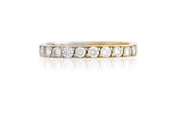 Piguet - H?tel des VentesAnneau rivière à base carrée 2 ors 750 serti de diamants taille brillant