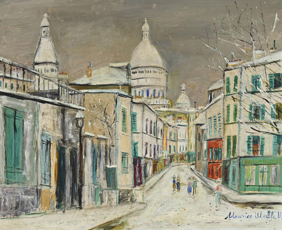 Piguet - H?tel des VentesMaurice Utrillo (1883-1955),  Rue de la boulangerie Montmartre , 1927, huile sur toile, signée, 50,5x61,5 cm