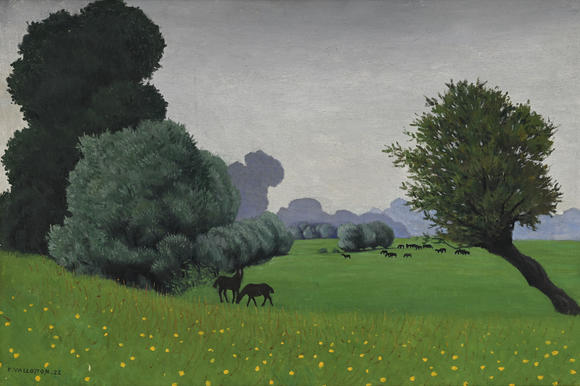 Piguet - H?tel des VentesFélix Vallotton (1865-1925),  Effet de pluie à Tournedos  ou  Haras  1922, huile sur toile, timbre de la signature, datée, 54x81 cm