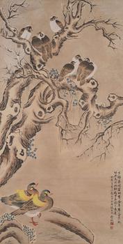金城紙本花鳥圖畫
