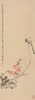 桃花山雀圖