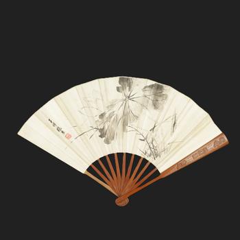 民國(guó) 子安款竹刻博古金文扇骨