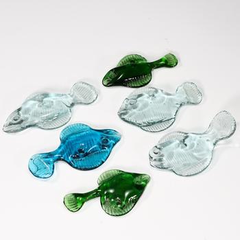 Group Of Fish of 5 Wind Chime Colorful Recycled Blown Glass Art