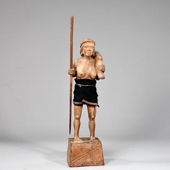 Native Hunter Tribal Hand Carved Wooden Figurine