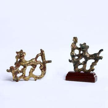 漢 銅鎏金胡人馴虎2點(diǎn)