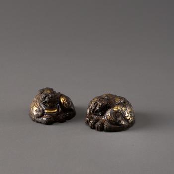 戰(zhàn)國 銅錯金銀虎鎮(zhèn)1對