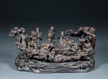 紫檀 八仙過海 擺件