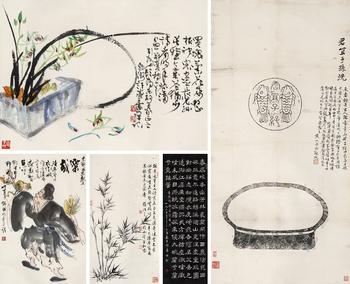 黃賓虹（1865-1955）、許麟廬（1916-2011）、樓浩之（1925-2001）、宋寶羅（1916-2017）、韓偉（b.1969）?組畫(huà)五件
