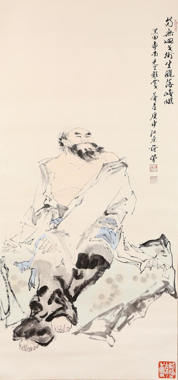 東京銀座（古美術(shù)宋磁）范曾  黑田上款  高士圖