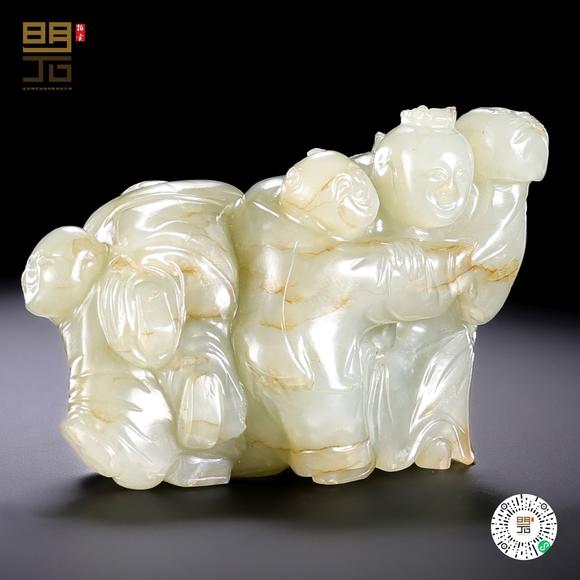 北京明石拍賣有限公司明 黃玉嬰戲擺件