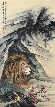 黃君璧（1898-1991）　雄獅圖　紙本立軸