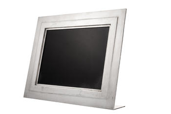 HERMèS. Cadre à photographie en métal argenté, Paris, XXe s., revers en bois, h. 26 cm