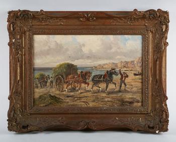 J. Ferry (19th century) - Gathering the vraic, Jersey, oil on canvas