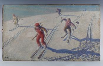 Victor Mey (Russian 20th century) - Skiing scene, oil on canvas, sig