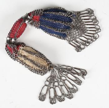 A 19th century French steel mounted and tricoloured fabric miser’s