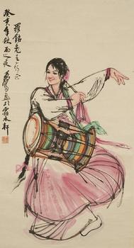黃胄 人物圖 紙本掛軸