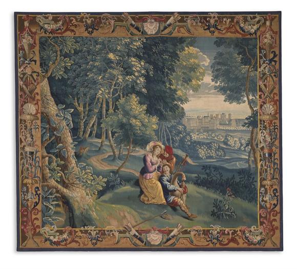 Dreweatts|精美家具、雕塑、地毯、陶瓷和藝術(shù)品-Watts 1874A FRENCH REGENCE PASTORAL TAPESTRY, BY GUILLAUME WERNIERS, LILLE, CIRCA 1720