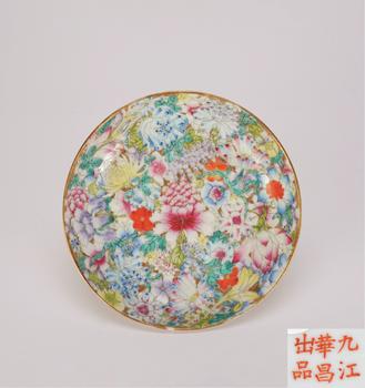民國(guó) 粉彩百花不落地盤(pán)