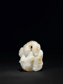 白玉和合二仙擺件