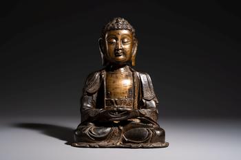 A Chinese bronze seated Buddha, Ming
