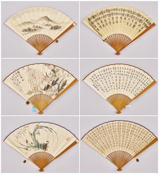 吳東邁（1885-1963）、時(shí)慧寶（1881-1943）、溥佺（1913-1991） 成扇三把
