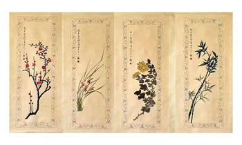梅蘭竹菊 42*92*4 紙本立軸
