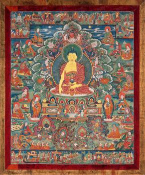 18世紀(jì) 釋迦牟尼與十八羅漢唐卡