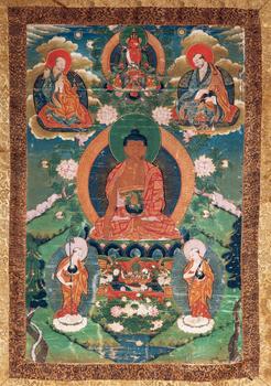 18世紀(jì) 釋迦摩尼佛與二弟子唐卡