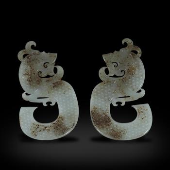 漢代   白玉龍紋佩一對(duì)