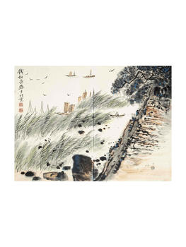 錢(qián)松嵒 江鄉(xiāng)帆影圖