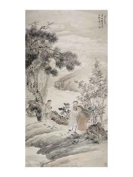 張善孖 松竹高士圖