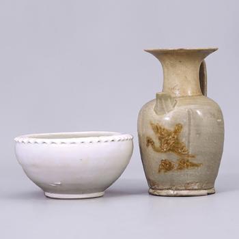 長沙窯壺 連白釉乳釘洗