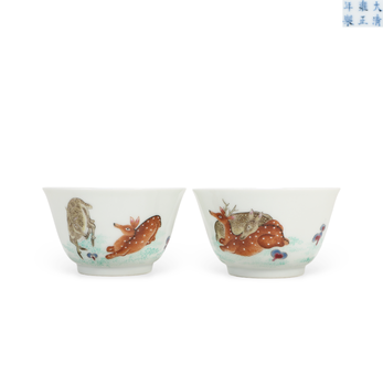 粉彩福祿杯一對(duì)