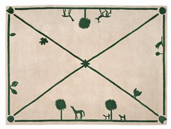 Diego Giacometti (1902-1985),  La promenade des amis , 1985, tapis noué, signé et numéroté au dos 21/100, 179x238,7 cm