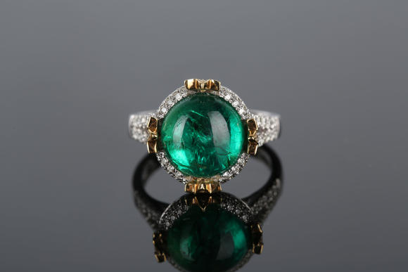 北京银座赞比亚祖母绿宝石戒指