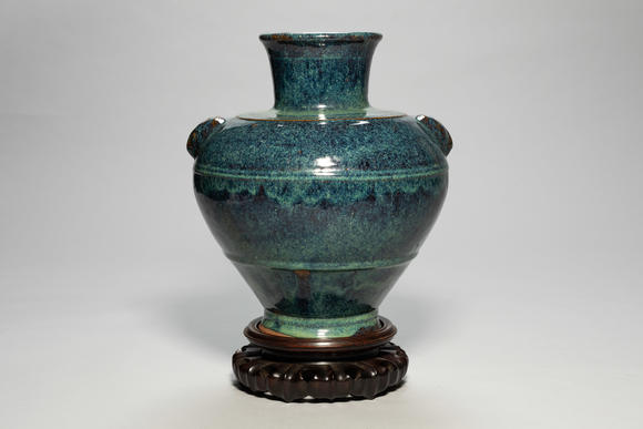 清代葛明祥造宜钧釉弦纹如意耳尊