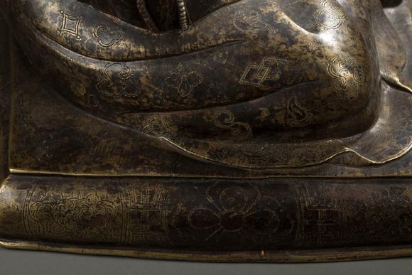 12世纪噶玛噶举派合金铜嵌银帕木竹巴祖师