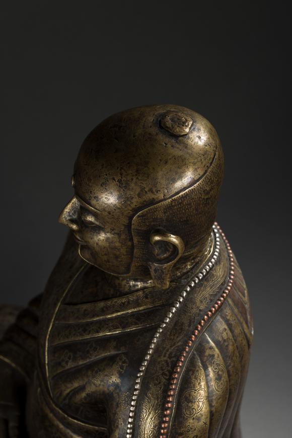 12世纪噶玛噶举派合金铜嵌银帕木竹巴祖师