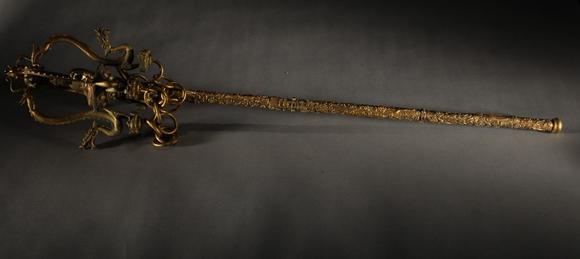 清铜鎏金雕龙释迦摩尼法杖