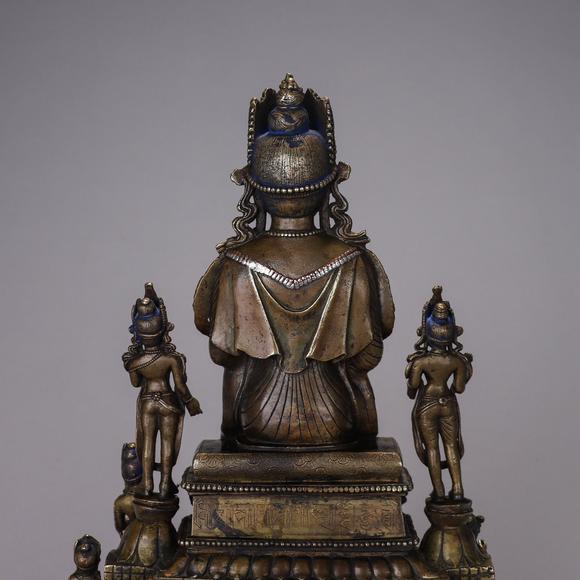 西藏帕拉王朝风格铜嵌银弥勒佛