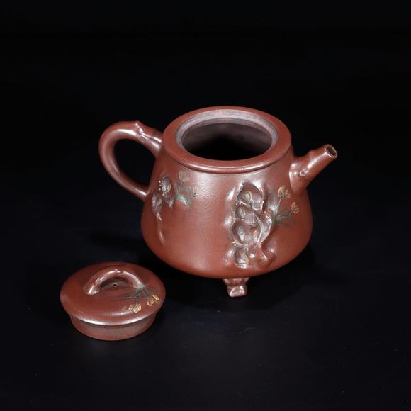 顾景舟作三足梅桩紫砂壶