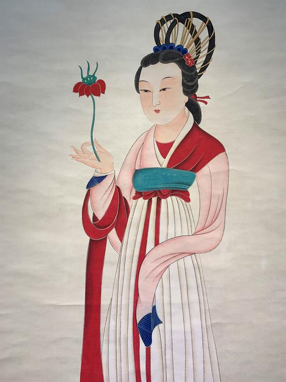 近代張大千侍女