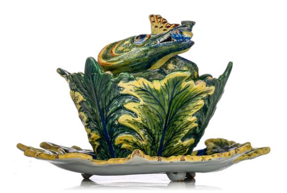 an exceptional delft polychrome trompe loeil pike tureen with